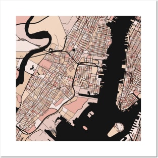 Jersey City Map Pattern in Soft Pink Pastels Posters and Art